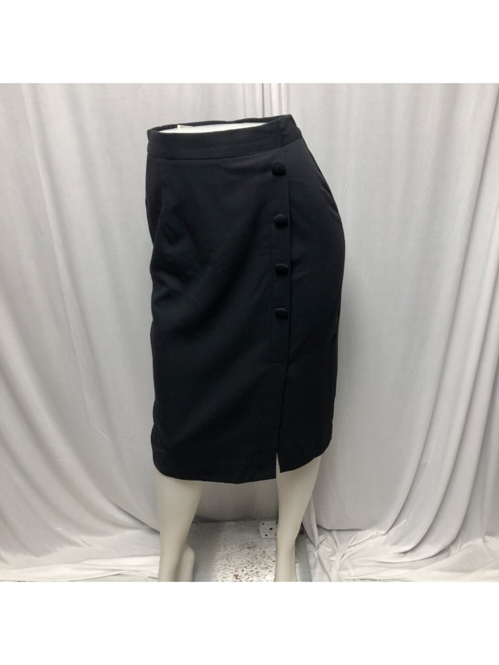 Bobbie Brooks Pencil Skirt Womens Size 10 Black Button Accents Classic Office